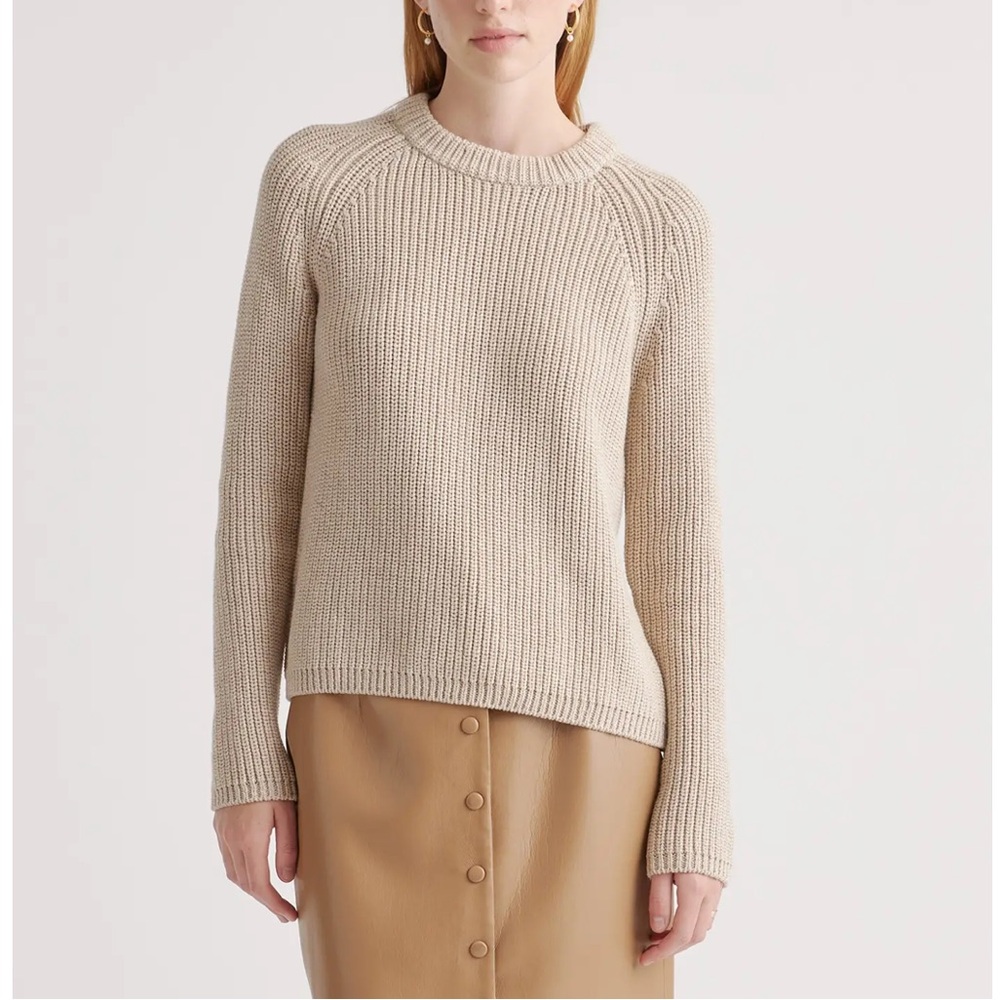 QUINCE - 100% Organic Cotton Fisherman Crew Sweater in Cement Marl